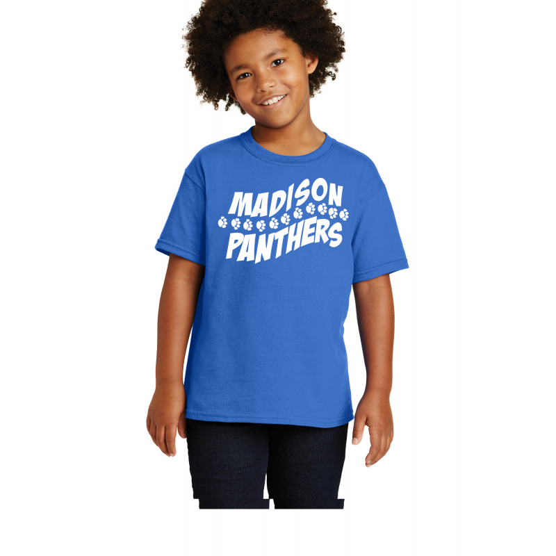 5th. Grade, Neon Blue, MADISON Full Front Logo. White Logo,    5000B Gildan® - Heavy Cotton™ 100% Cotton T-Shirt