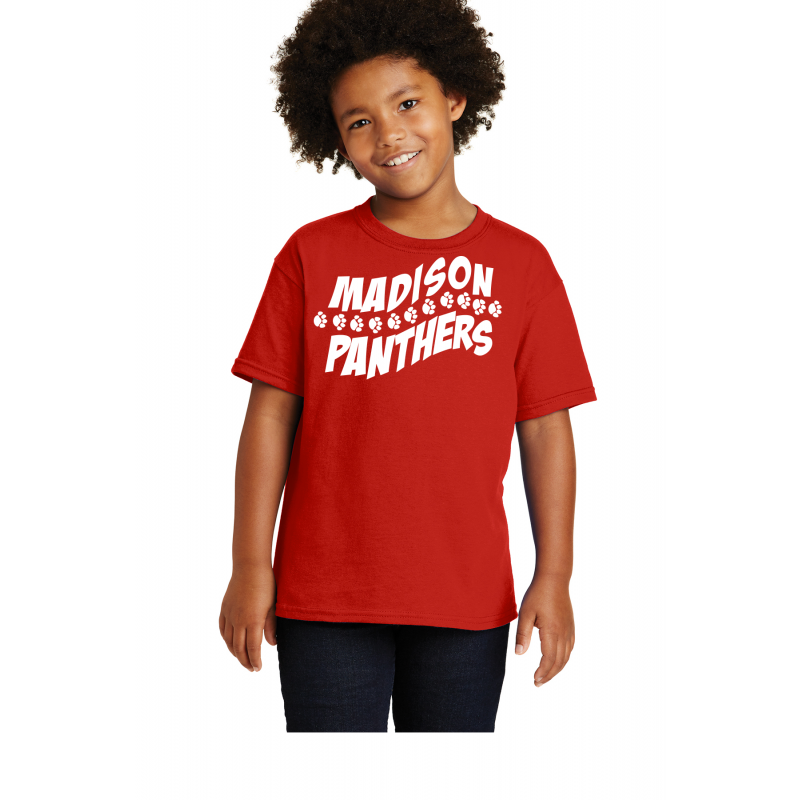 2nd. Grade, Red, MADISON Full Front Logo. White Logo,    5000B Gildan® - Heavy Cotton™ 100% Cotton T-Shirt