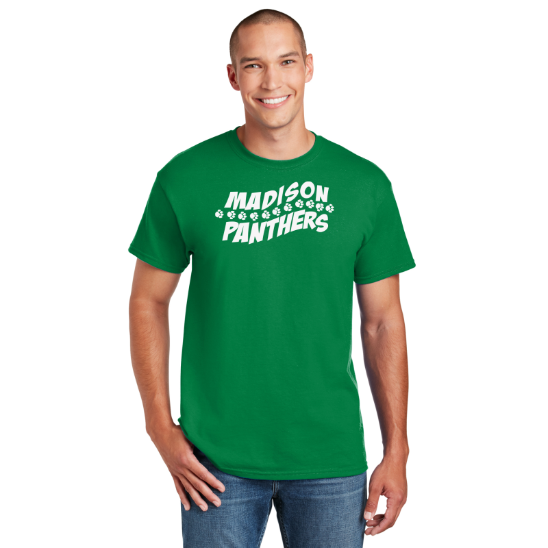 Kinder Garden, KELLY Green, MADISON Full Front Logo. White Logo,    5000 Gildan® - Heavy Cotton™ 100% Cotton T-Shirt